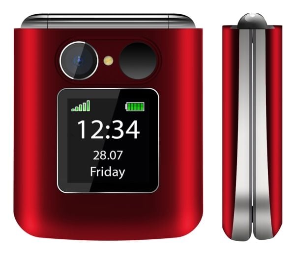 Beafon FOLD 10, Simpukka, Yksittäinen SIM, 5,59 cm (2.2"), Bluetooth, 1000 mAh, Punainen
