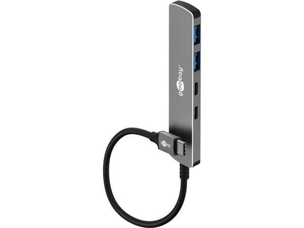 Goobay 79159, USB Typ-C, USB 3.2 Gen 1 (3.1 Gen 1) Typ-A, USB 3.2 Gen 1 (3.1 Gen 1) Typ-C, 5000 Mbit/s, Grå, Aluminium, Plast, 0,1 m