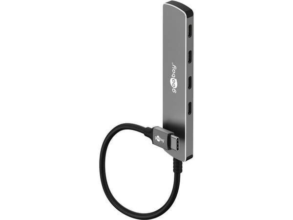 Goobay 79160, USB 3.2 Gen 1 (3.1 Gen 1) Typ-C, USB 3.2 Gen 1 (3.1 Gen 1) Typ-C, 5000 Mbit/s, Grå, Aluminium, Plast, 0,1 m