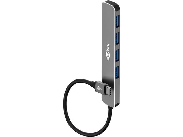 Goobay 79157, USB Typ-C, USB 3.2 Gen 1 (3.1 Gen 1) Typ-A, 5000 Mbit/s, Grå, Aluminium, Plast, 0,1 m