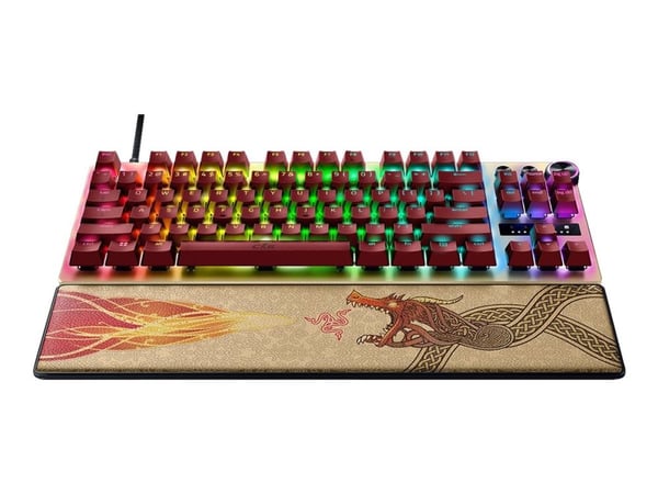 Razer Huntsman V3 Pro Tenkeyless, med ledning, USB, optisk tastebryter, QWERTY, RGB LED, gull, gul