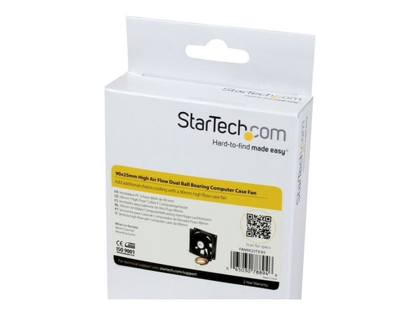 StarTech.com 90x25 mm høy luftstrøm med dobbel kulelager datamaskinveske vifte m/ TX3 (FAN9X25TX3H) - Ventilasjonspakke for system - 92 mm