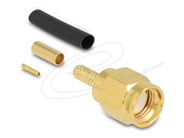 Delock RP-SMA hann for krymping av RG-174 / RG-316 med matchende krympeslange