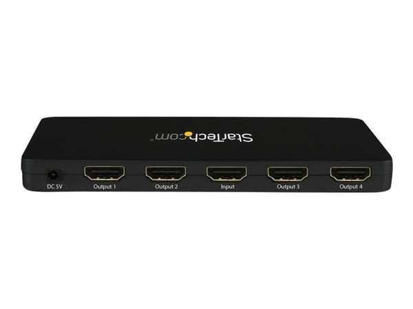 Startech 4K HDMI Splitter - 4k 30Hz - 4 Port - Aluminum - Backward Compatible - HDMI Multi Port - HDMI Hub (ST124HD4K) - Video/audio switch - 4 x H...