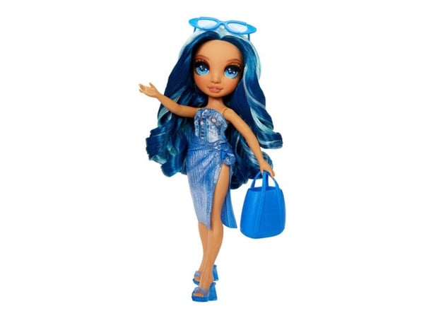 Rainbow High Swim & Style Skyler - Doll with Shimmery Wrap - blå