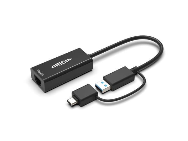 Origin Storage - Nätverksadapter - SuperSpeed USB 3.0 / USB-C 3.0 - Gigabit Ethernet x 1 - svart
