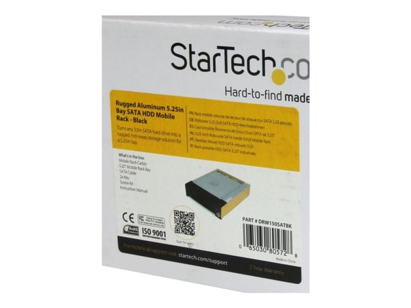 Startech 5.25 in Rugged SATA Hard Drive Mobile Rack Drawer - Aluminum Removable Hard Drive Bay (DRW150SATBK) - Bevegelig lagerrack - 3.5" - svart