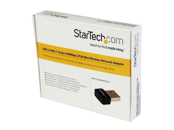 Startech USB 2.0 300 Mbps Mini Wireless-N Network Adapter - 802.11n 2T2R WiFi Adapter - USB Wireless Adapter - N300 Wireless NIC (USB300WN2X2C) - N...