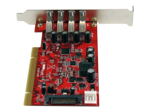 Startech 4 Port PCI SuperSpeed USB 3.0 Adapter Card with SATA/SP4 Power - Quad Port PCI USB 3 Controller Card (PCIUSB3S4) - USB-adapter - PCI-X lav...