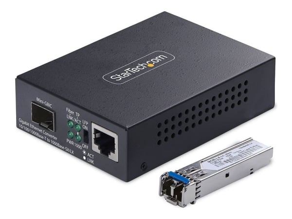 Startech - Fibermedieomformer - 1GbE - over fiberoptikk - 10Base-T, 1000Base-LX, 100Base-TX, 1000Base-T - LC Duplex enkeltmodus / RJ-45 - opp til 4...
