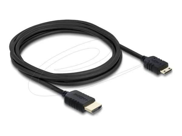 Delock - High Speed - HDMI-kabel - HDMI hann til 19-stifts Mini-HDMI hann - 3 m - tredobbeltskjermet koaksial - svart - 8 K 60 Hz (7680 x 4320) stø...