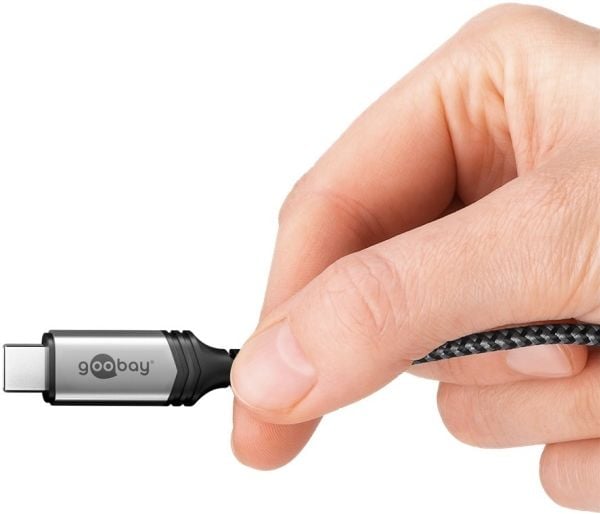 Goobay 74211, 1 m, USB C, USB C, 40 Gbit/s, musta, Harmaa