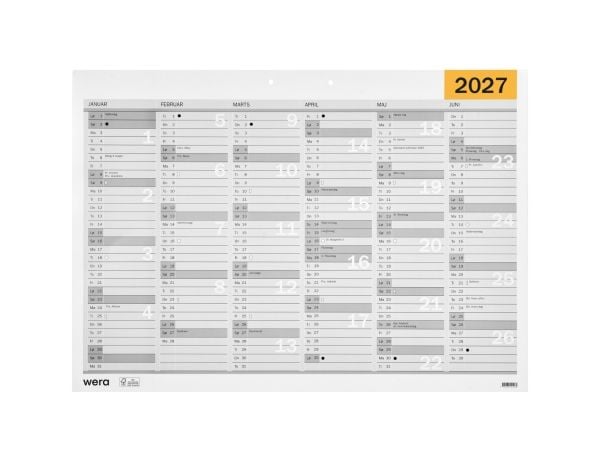 Veggkalender A4 2027 DK