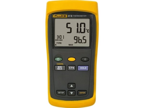Fluke 51 II, 86 mm, 173 mm, 38 mm, 400 g, Grå, Oransje, F, K, °C