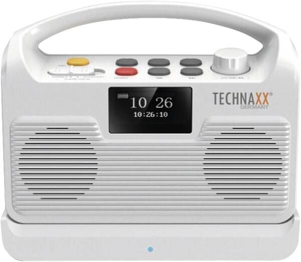 Technaxx Trådlös TV-högtalare med basstation, 10 W, 5 W, Trådbunden &amp; trådlös, Bärbar stereohögtalare, Vit, LCD
