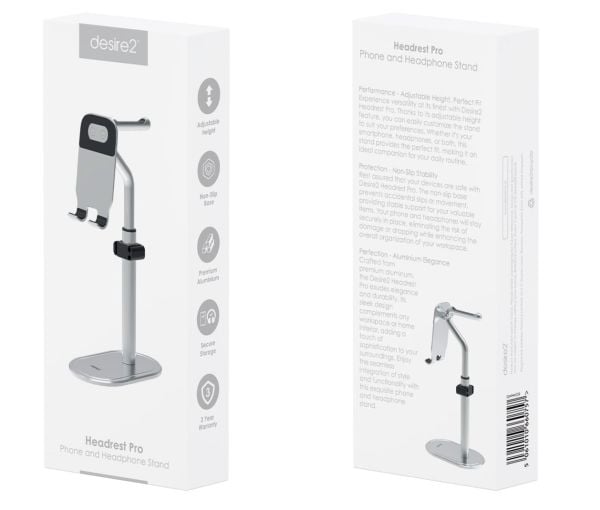 Desire2 D2APAWCSSI, Hodetelefoner, Mobiltelefon/smarttelefon, Passiv holder, Bord, Aluminium