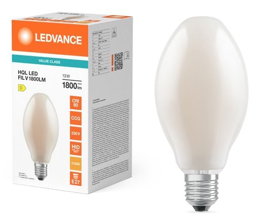 Osram HQL LED FILAMENT VALUE, 13 W, 50 W, E27, 1800 lm, 25000 timer, Varm hvit