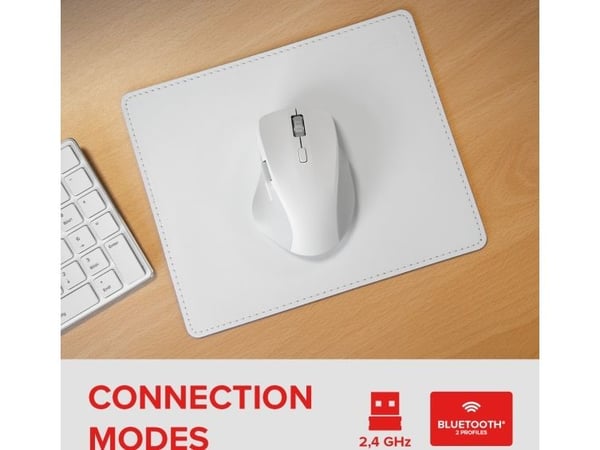 SPEEDLINK LIBERA Rechargeable Mouse, Høyre hendt, Optisk, RF trådløs + Bluetooth, 3200 DPI, Hvit