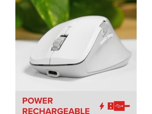 SPEEDLINK LIBERA Rechargeable Mouse, Høyre hendt, Optisk, RF trådløs + Bluetooth, 3200 DPI, Hvit