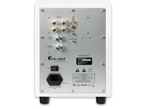 Namų kino sistema Pro-Ject Sub Box 50 E High Gloss Baltas - aktiv subwoofer 50 W RMS