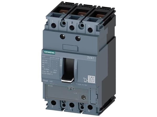 Siemens 3VA1110-5MH32-0AA0 Strömbrytare 1 st Inställningsområde (ström): 100 A (max) Kopplingsspänning (max): 690 V/AC (B x H x D) 76,2 x 130 x 70 mm