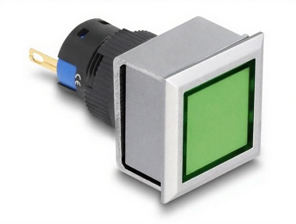 Delock - Indikator modul - 16 mm, solder connection, square - grön