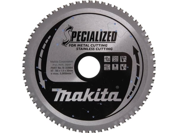 Makita Specialized, Metall, 18,5 cm, 3 cm, 5600 RPM, 1,6 mm, Makita