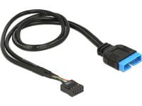 Delock - Intern USB-adapter - 9-pins USB-header (hunn) til 19-pins USB 3.0-plugg (hann) - 45 cm - svart