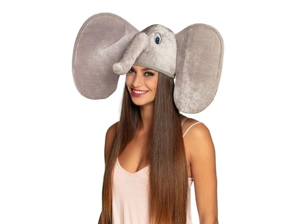 Boland 99949, Hatt til kostyme, Voksen, Alle kjønn, Elefant, Polyester, Grå