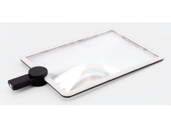 REALPOWER LED-forstørrelsesglass HL-1, rektangulært LED-leseforstørrelsesglass for oppheng