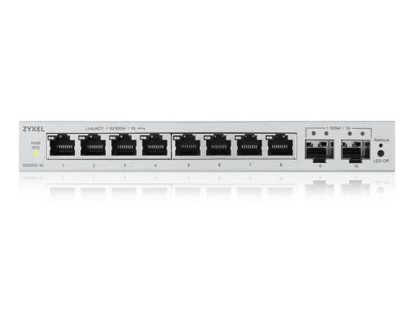 Zyxel GS1200v3 Series GS1200-10v3 - Switch - Styrt - 8 x 10/100/1000 + 2 x Gigabit SFP - stasjonær