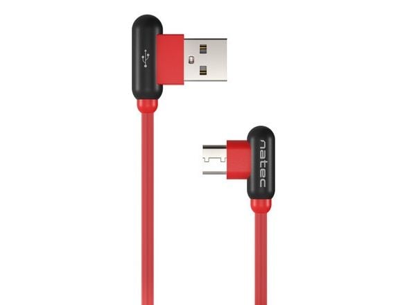 KABEL USB-C(M) VINKELT VENSTRE->USB-A(M) 2.0 1M VINKELT VENSTRE/HØYRE RØD NATEC PRATI