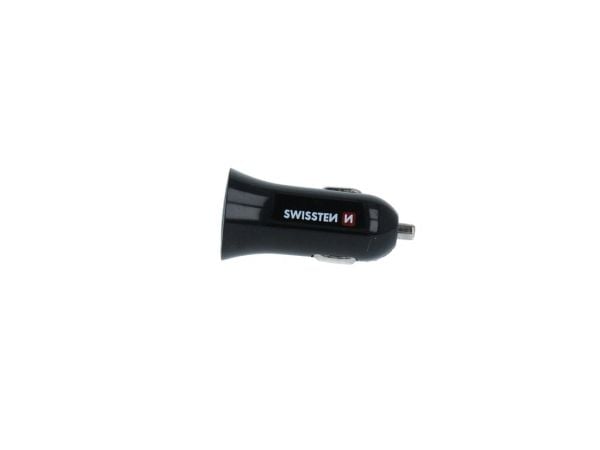 Autolaturi 2.4a 2x USB + USB-C Swissten kaapeli