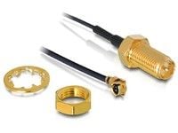 Delock HF Antenna Connection for Installation - Antennekabel - I-PEX (hann) til RP-SMA (hunn) - 35 cm - svart
