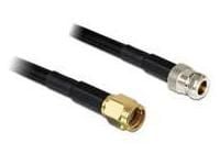Delock - Antennkabel - RP-SMA (hane) till N-kontakt (hona) - 1 m - LMR-195 - svart