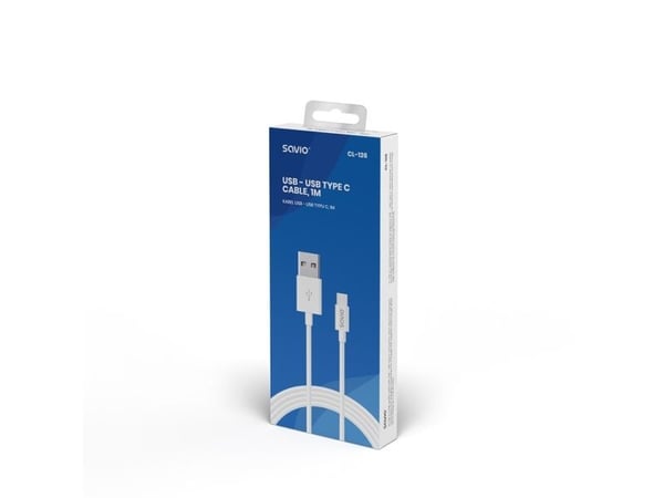 Savio CL-126, 1 m, USB C, USB A, USB 2.0, 0,48 Gbit/s, Hvit