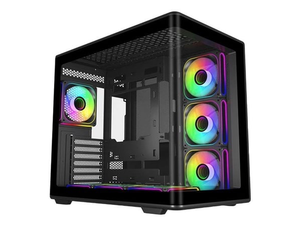 Cooler Master Elite 600 - Mid tower - ATX - sidepanel med vindu (herdet glass) - ingen strømforsyning (ATX) - svart - USB/lyd