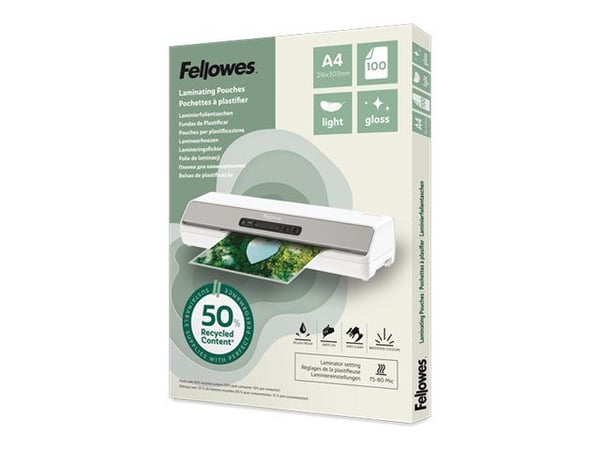 Fellowes - 100-pack - glanset - lamineringspunger