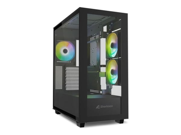 Sharkoon Rebel C60 RGB - Tower - ATX - genomskinlig sidopanel (härdat glas) - ingen strömförsörjning (ATX) - USB/ljud