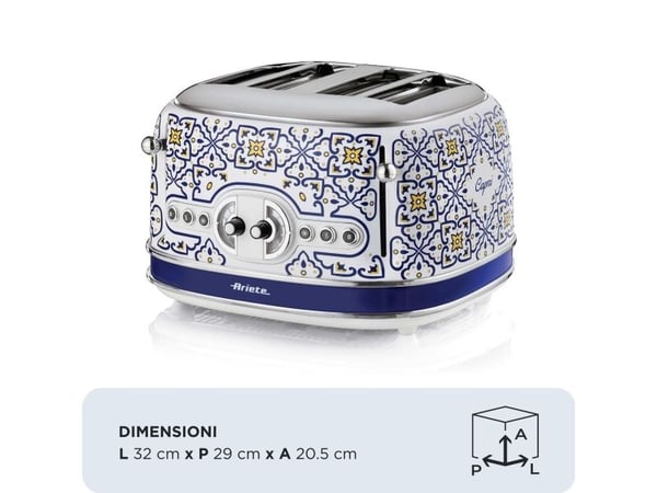 Ariete 0156/0C, 4 skiver, Hvit, Lyseblå, Knapper, Rotasjon, CE, 1630 W, 220-240 V