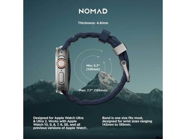 Nomad Rocky Point Band, Band, Smartklokke, Naturlig, Apple, Ultra / 46mm, Lær, Titan
