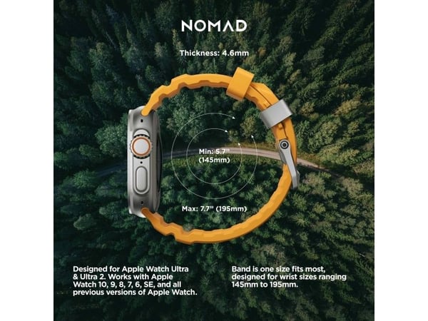 Nomad Rocky Point Band, Band, Smartklokke, Naturlig, Apple, Ultra / 46mm, Lær, Titan