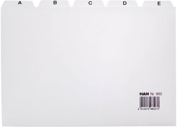 HAN 985 Hakemisto A5 vaaka A-Z Polypropeeni Harmaa 25 arkkia 985