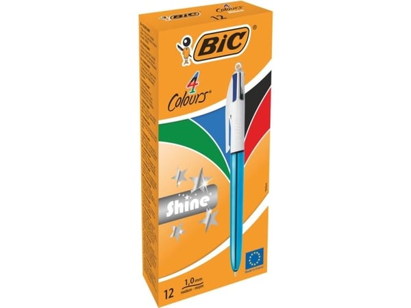 BIC 982874, Klips, Multifunksjonell kulepenn, Gjenfyllbar, Svart, Blå, Grønn, Rød, 12 stykker