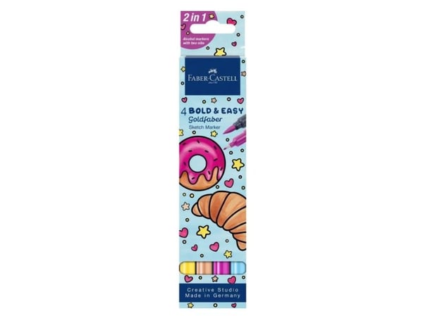 Faber-Castell 164817, 4 styck, Beige, Blå, Rosa, Gul, Multifärg, Återvunnen plast, Alkoholbaserat bläck, Vuxen/Barn