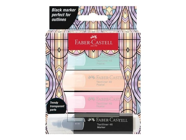 Faber-Castell Glassy Pastell, 4 kpl, Monivärinen, Pyöreä pää, Monivärinen, Suorakulmio, 1,5 mm