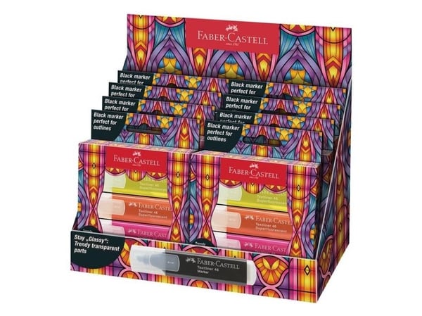 Faber-Castell Textmarker 46 Glassy SF, 4 stykker, Flerfarget, Projektil spiss, Flerfarget, Rektangel, 1,5 mm