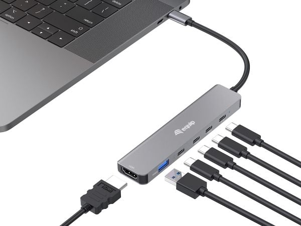 Equip 133500, Koblet med ledninger (ikke trådløs), USB 3.2 Gen 1 (3.1 Gen 1) Type-C, 100 W, Grå, 4K Ultra HD, 3840 x 2160 piksler