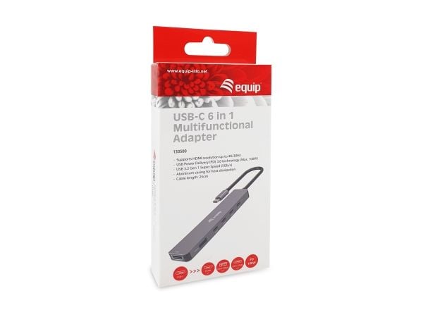 Equip 133500, Koblet med ledninger (ikke trådløs), USB 3.2 Gen 1 (3.1 Gen 1) Type-C, 100 W, Grå, 4K Ultra HD, 3840 x 2160 piksler