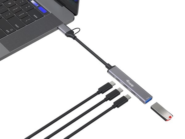 Equip 128969, USB 3.2 Gen 1 (3.1 Gen 1) Type-C, USB 3.2 Gen 1 (3.1 Gen 1) Type-A, USB 3.2 Gen 1 (3.1 Gen 1) Type-C, 5000 Mbit/s, Grå, Aluminium, China